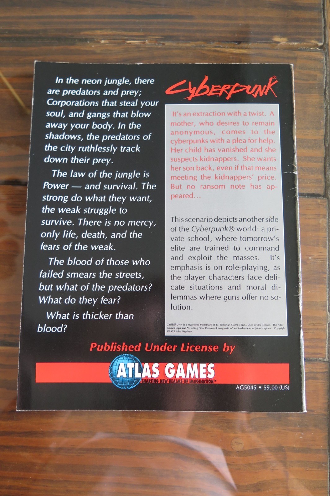 CYBERPUNK 2020 THICKER THAN BLOOD SC ROLEPLAYING GAME RPG MODULE ATLAS GAMES