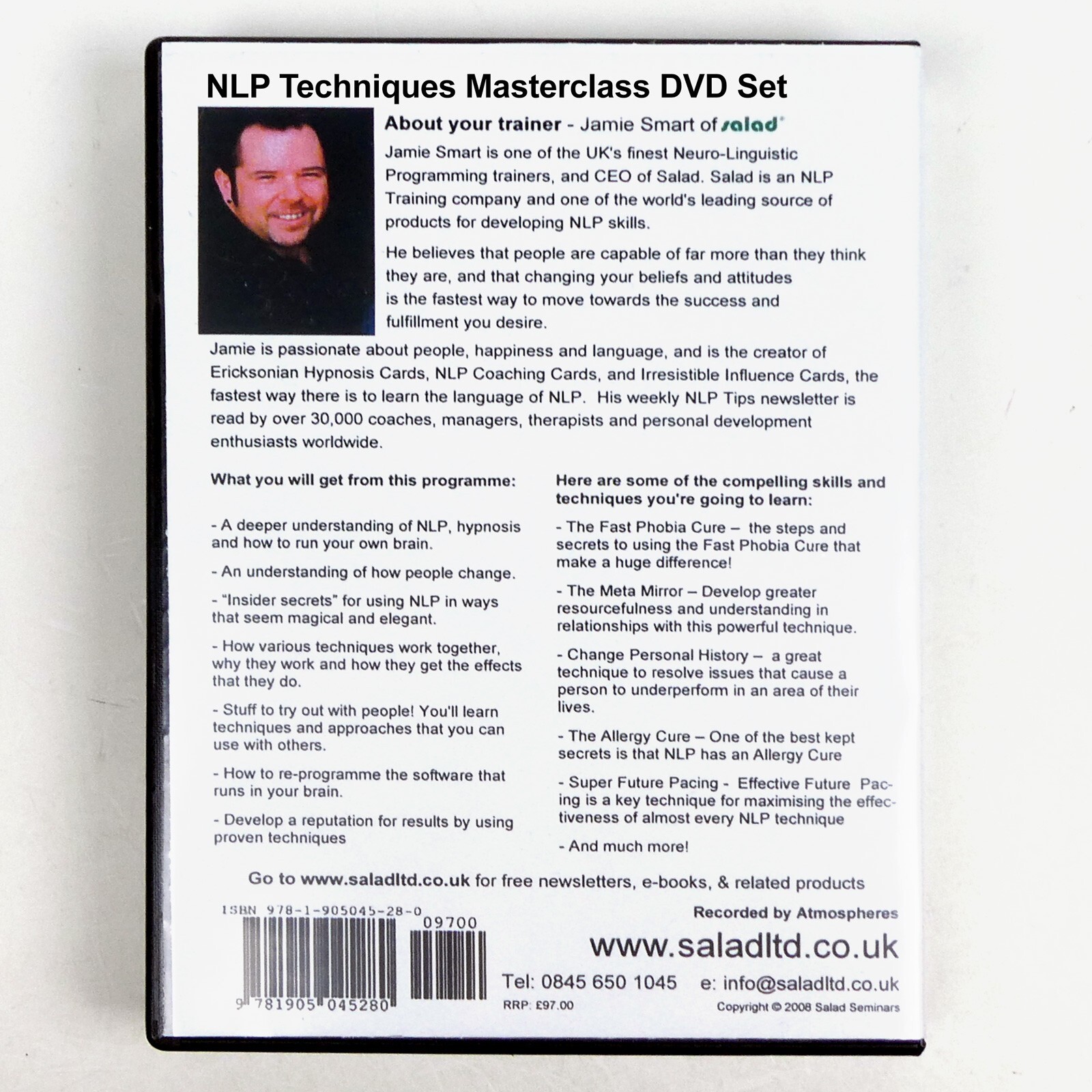 NLP TECHNIQUES MASTER CLASS 4 DVD video Conversational Hypnosis Mind Control