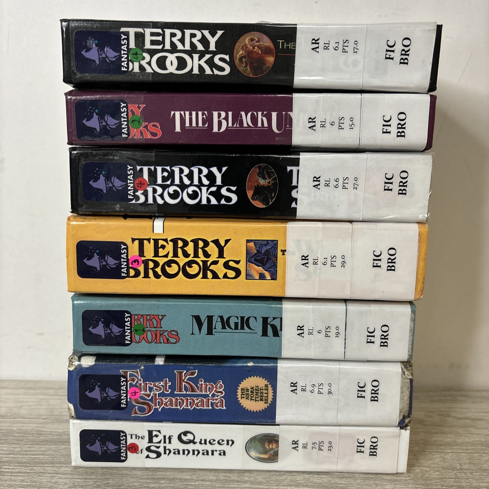 (7) Terry Brooks “Turtleback” Book Lot Ex-Library Hardcovers