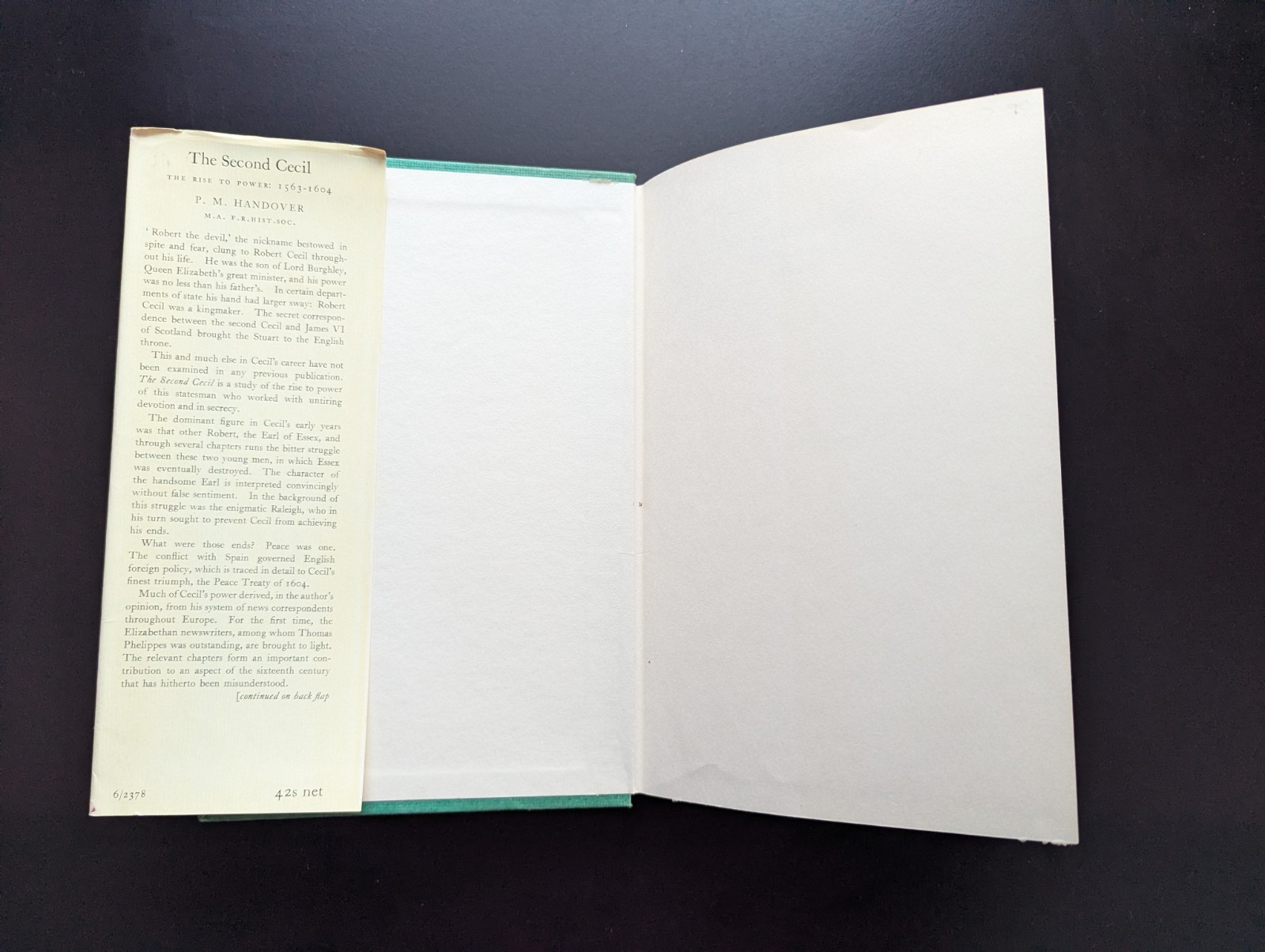 Second Cecil Rise To Power 1563–1604 Sir Robert Cecil Handover 1959 HC/DJ Rare