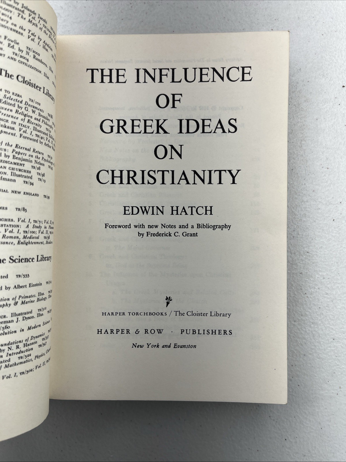 The Influence of Greek Ideas on Christianity by Edwin Hatch, 1957 PB
