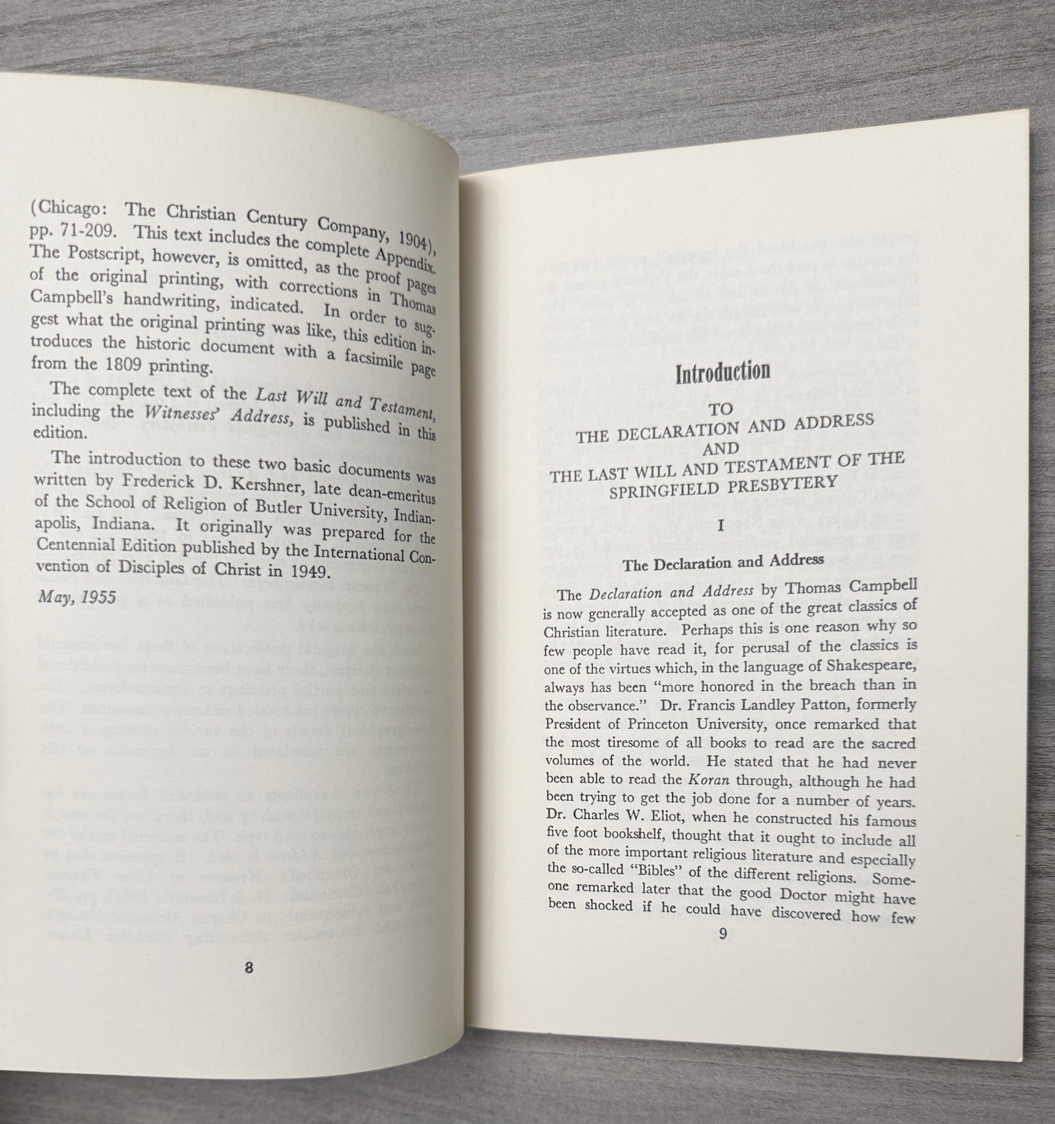 Declaration and Address Thomas Campbell; Last Will and Testament Barton W. Stone