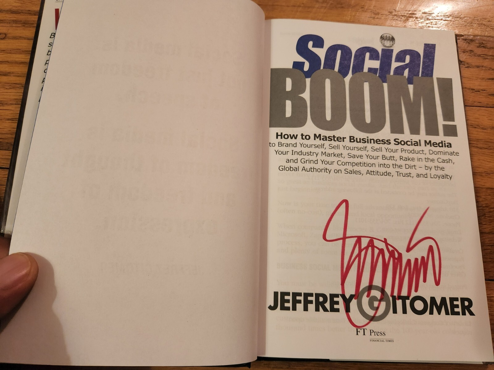 Jeffrey Gitomer SIGNED Social Boom! Social Media Brand 1st Edition Hardcover COA