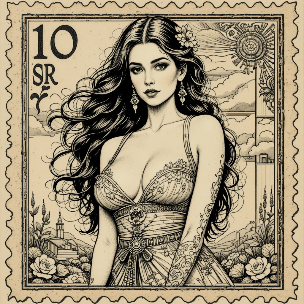Adult Coloring Pages Antique Stamp Girls 500+ Printable Pages