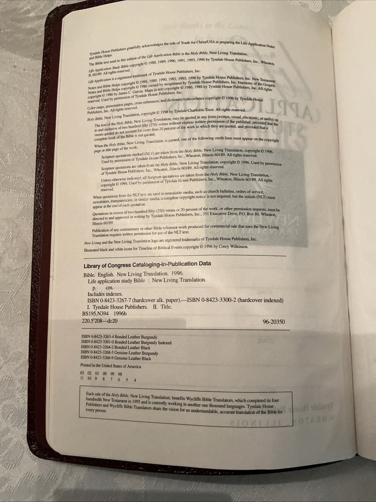 NLT Life Application Study Bible Bonded Leather Burgundy Red Letter Tyndale 1996