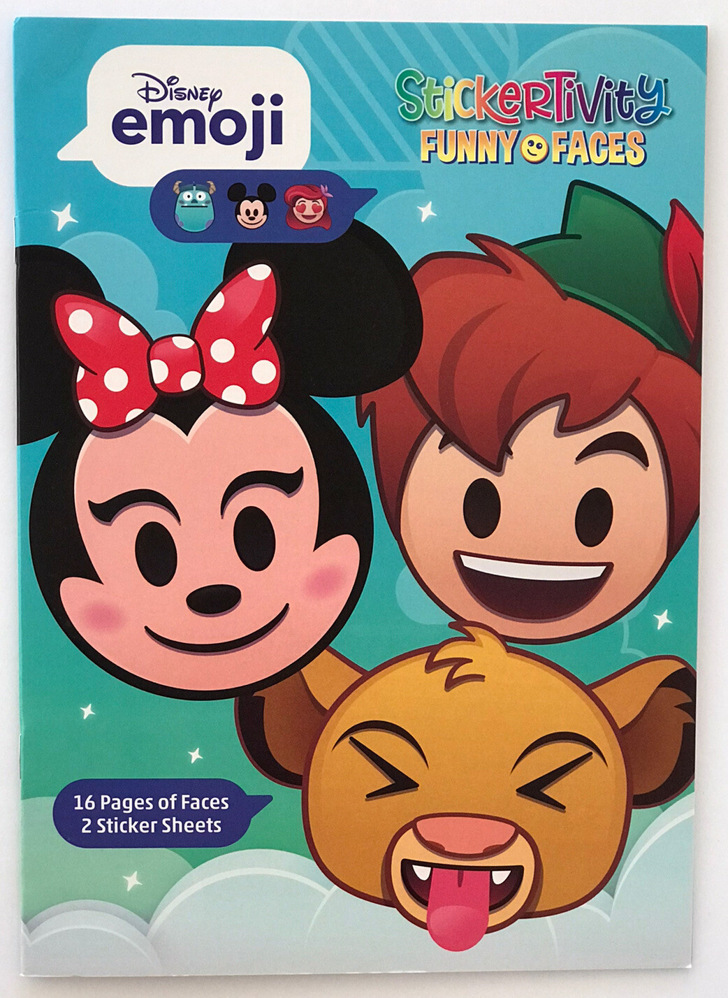 2 Disney Emoji Stickertivity Funny Faces Books 16 pages of Faces, Sticker Sheets