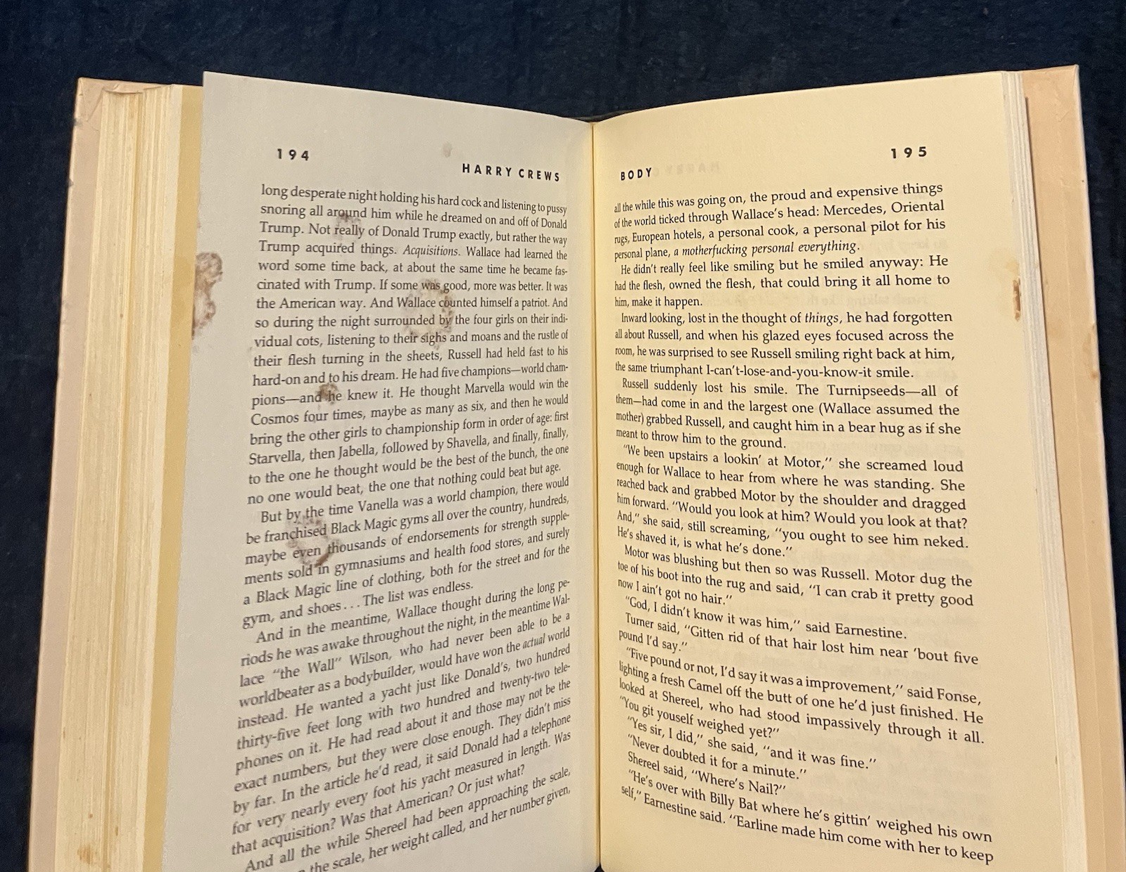 Harry Crews BODY SIGNED 1st Edition Hard Cover Original Unclipped Dust Jacket