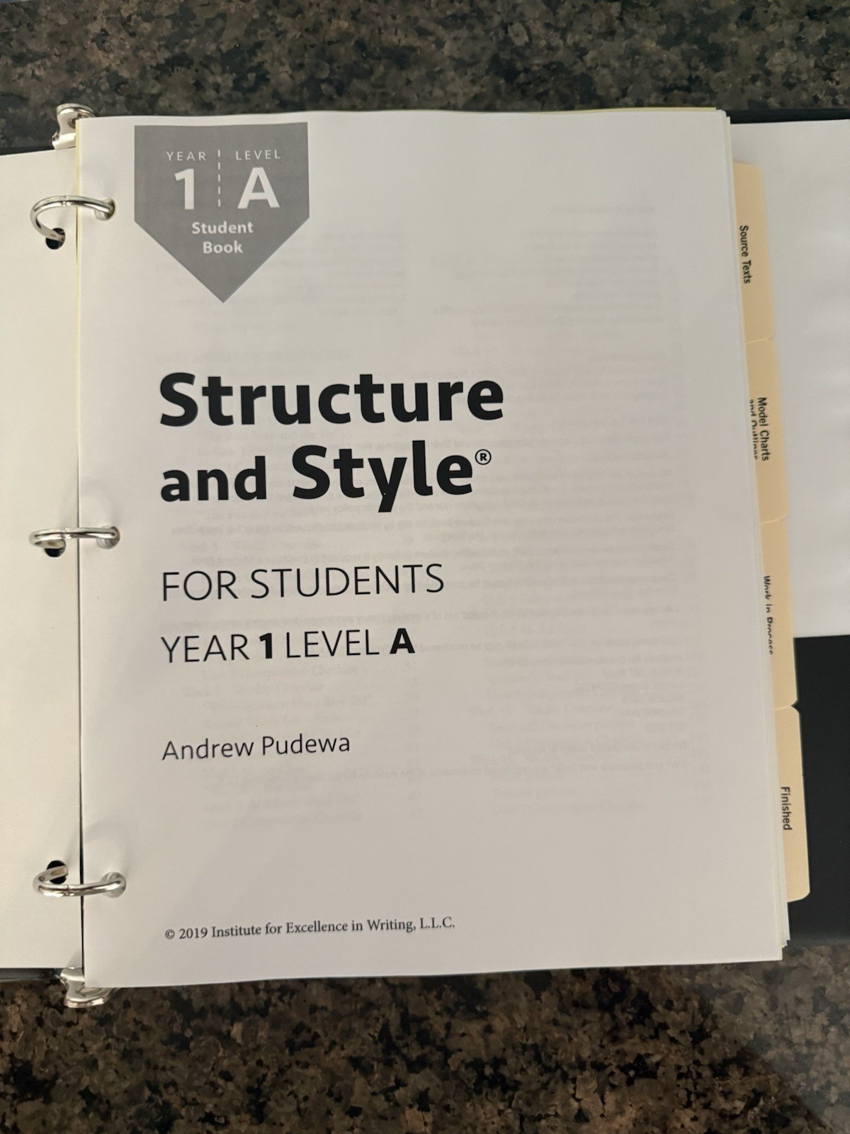 IEW Structure and Style for Students: Level 1 A Grade Level [Binder] *BRAND NEW*