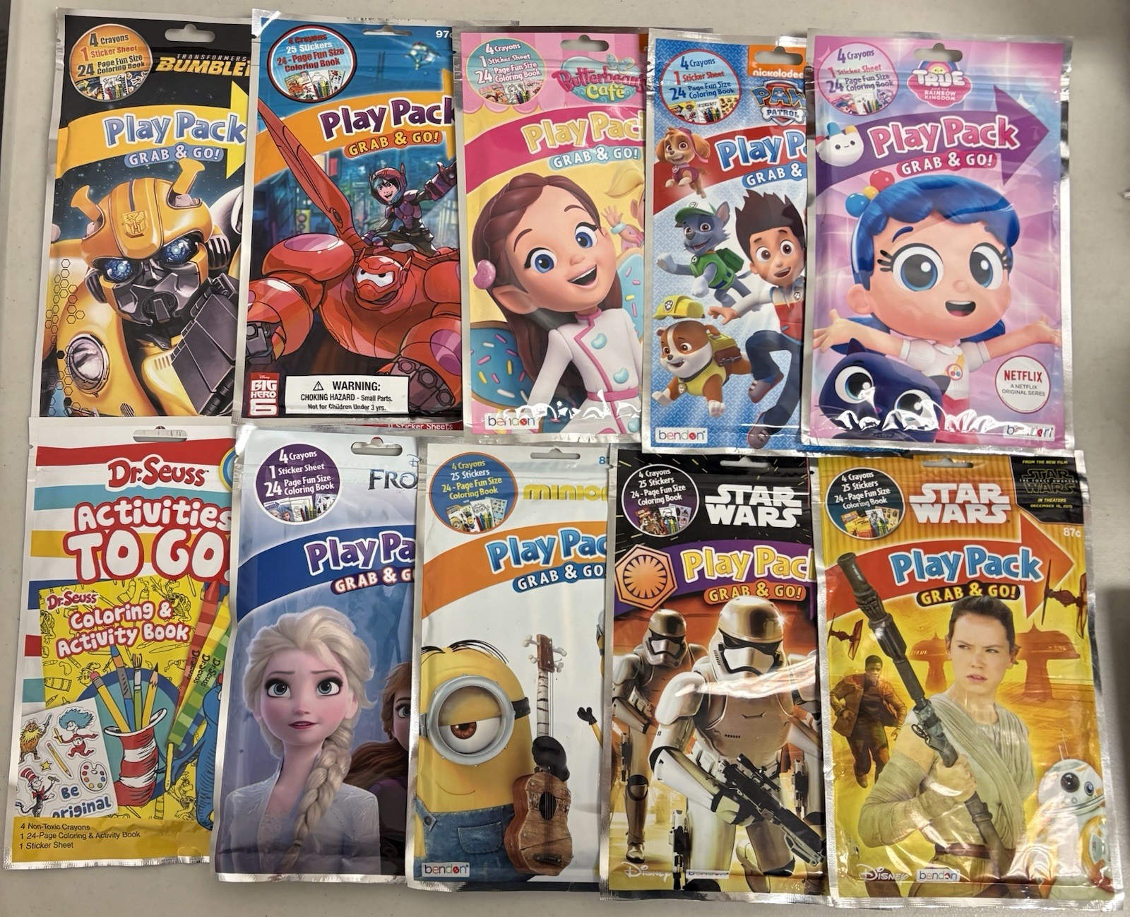 Lot of 10 Assorted Play Packs Grab&Go! Brand New!
