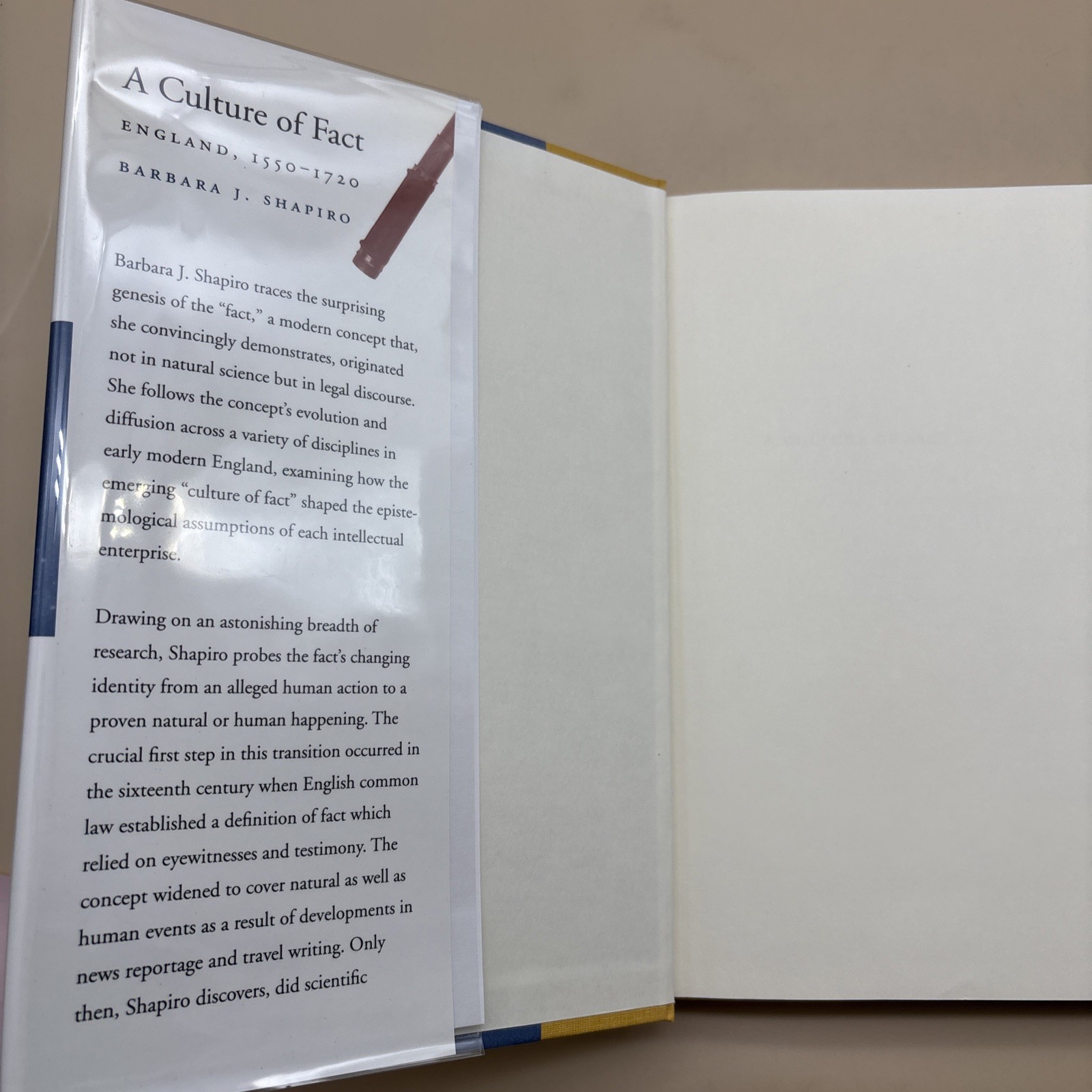 A Culture of Fact: England, 1550–1720 by Barbara J. Shapiro 1999 Hardcover Book