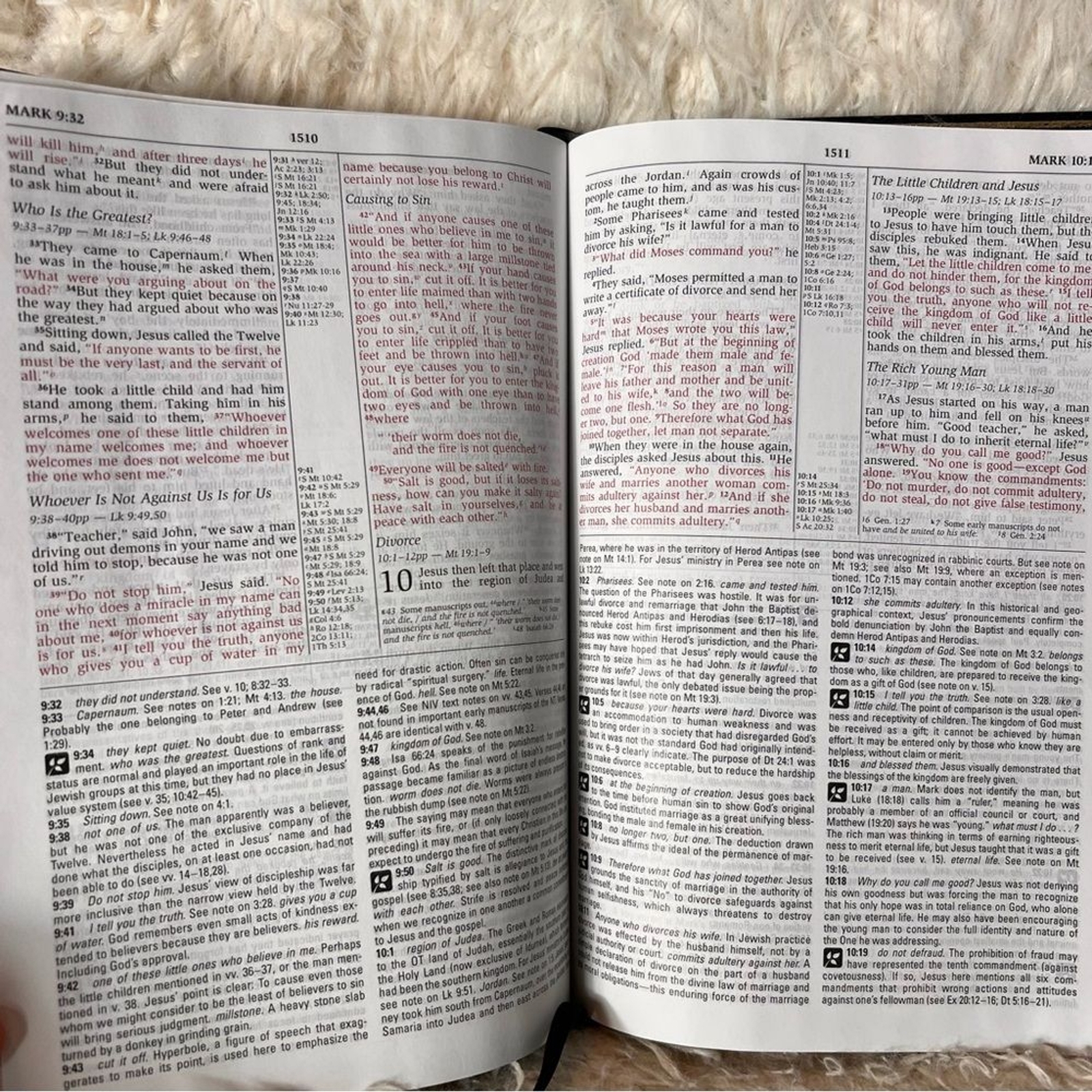 NIV Study Bible Black Leather Red Letter Zondervan Christian Religious
