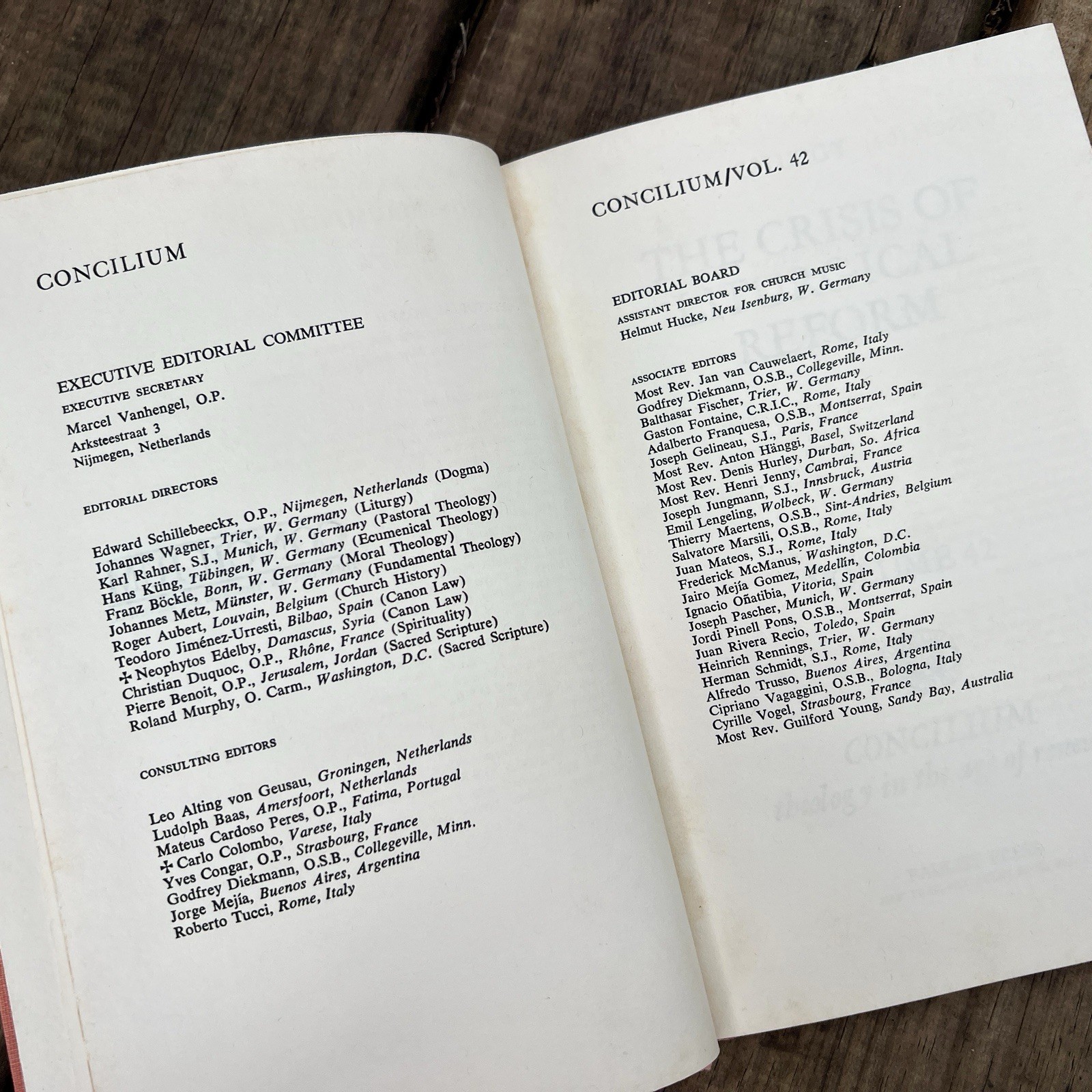 The Crisis of Liturgical Reform 1969 Liturgy CONCILIUM Vol. 42 Paulist Press HC