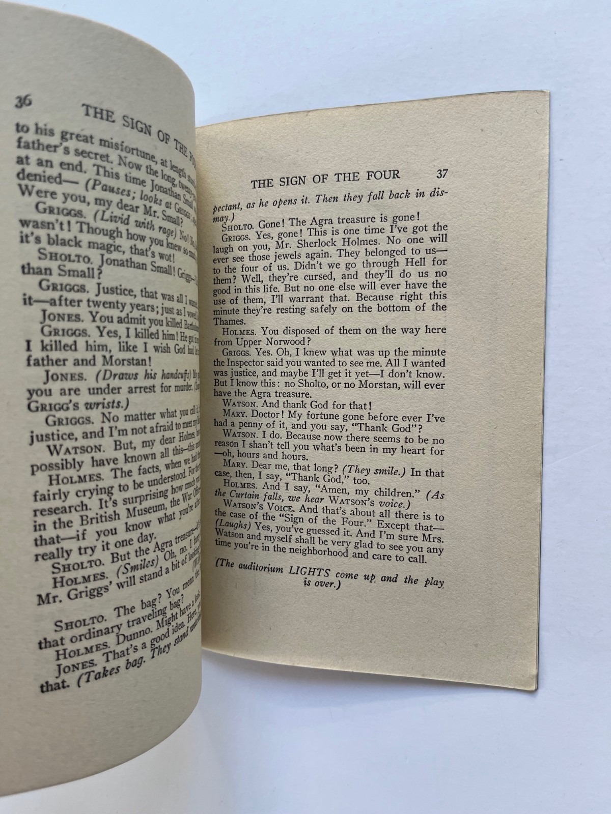 THE SIGN of FOUR Sherlock Holmes adventure ~ one act play 1937 Samuel French