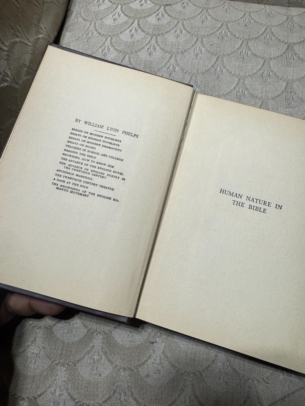 1923 Human Nature In The Bible Book By William Lyon Phelps