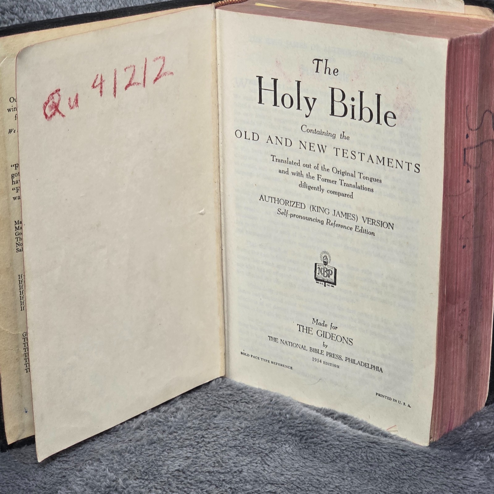 1954 Gideon Holy Bible Authorized King James Version KJV National Bible Press