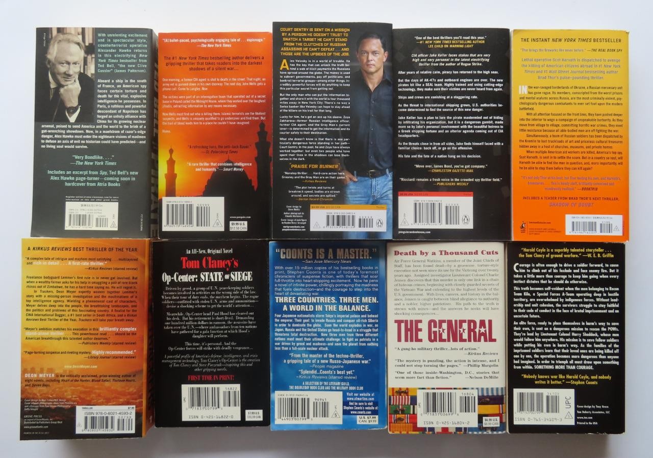 Lot of 20 Thriller / Adventure Paperbacks Current Titles & Authors VG Condition