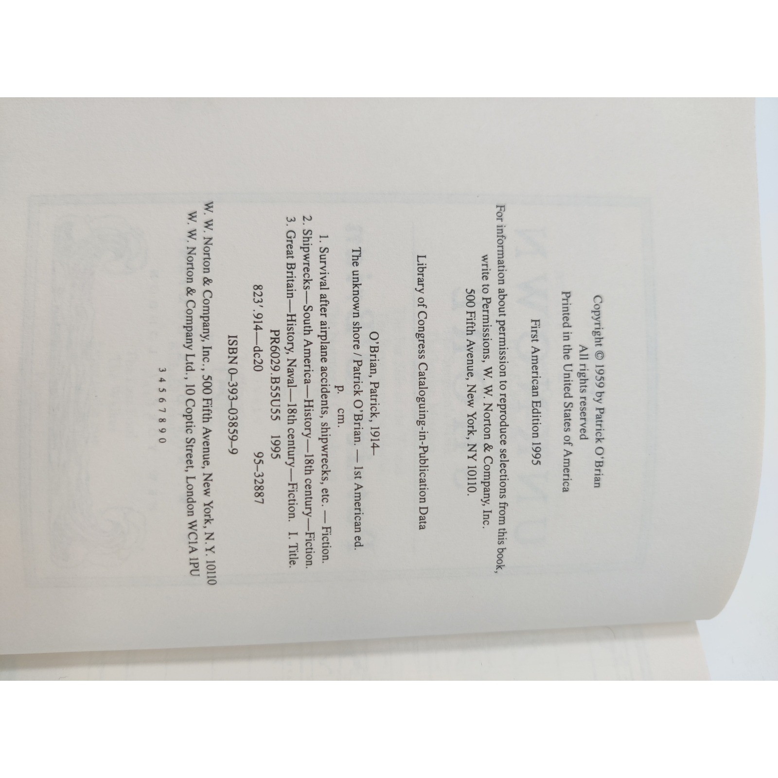 The Unknown Shore Patrick O’Brian First American Edition 1995 Hardcover Book DJ