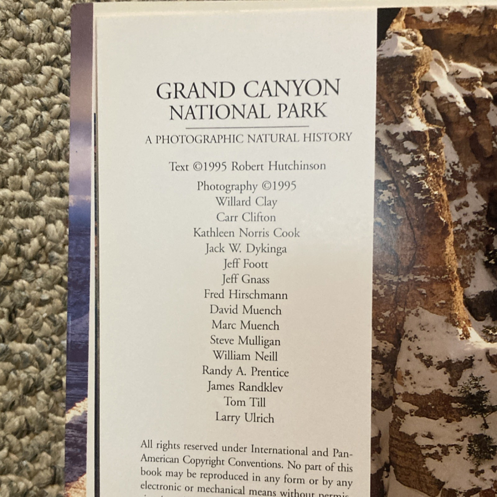 Robert Hutchinson Grand Canyon National Park Photographic History Paperback 1995