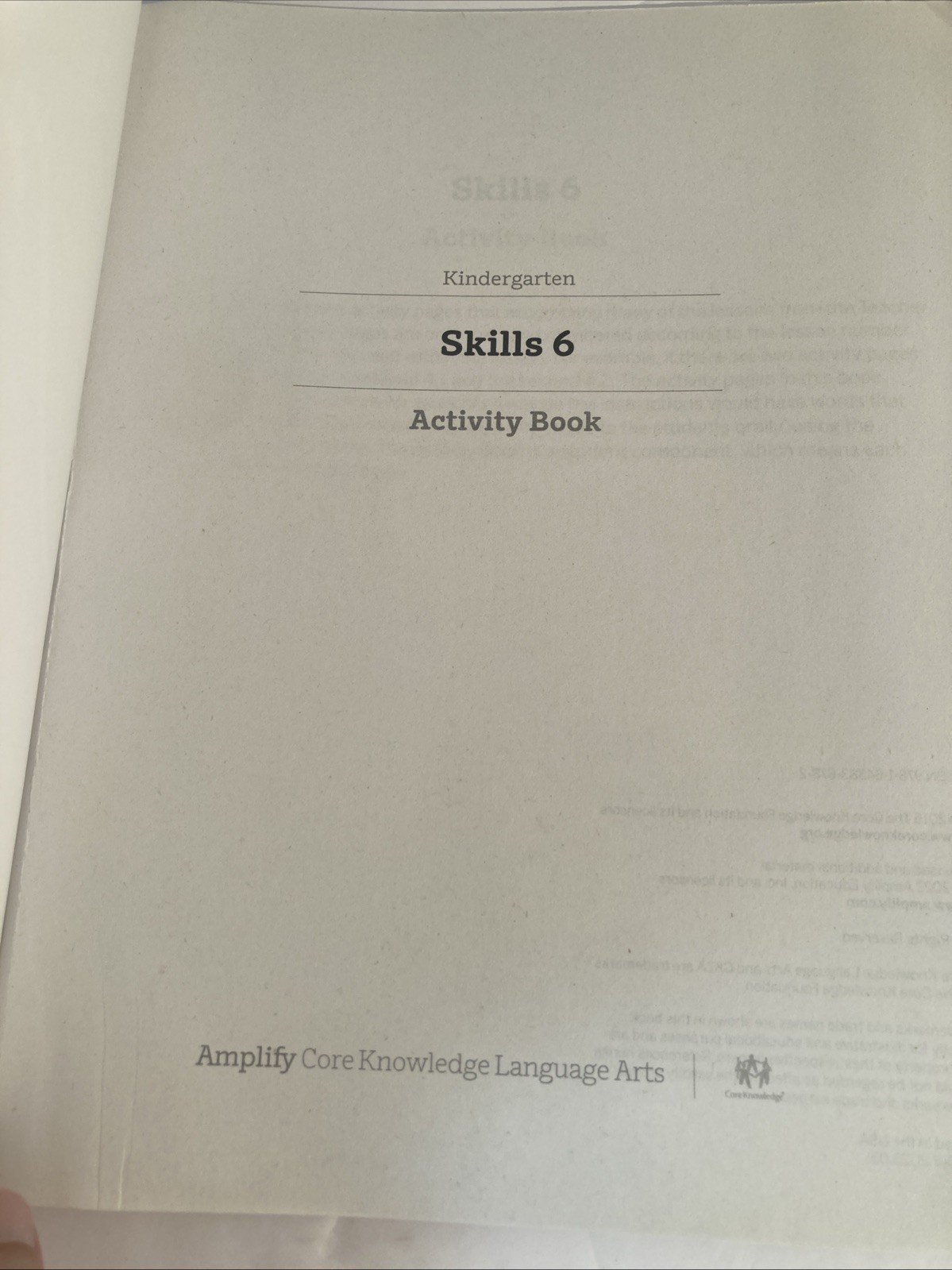 Amplify Core Knowledge Language Arts Skills 6 Activity Book Grade K