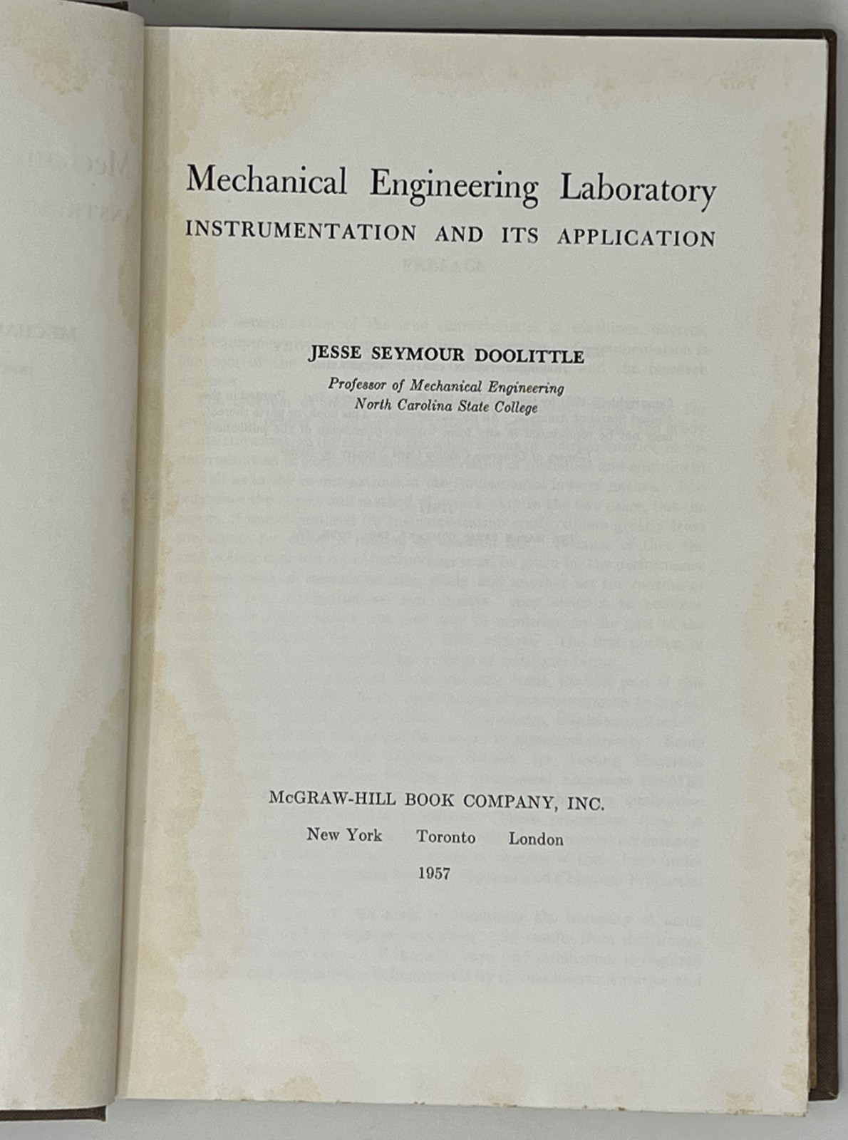 VTG Mechanical Engineering Laboratory by Jesse Doolittle – 1957 HC McGraw-Hill