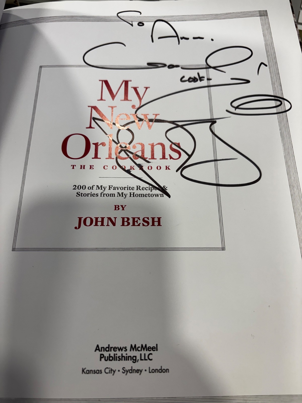 SIGNED John Besh My New Orleans Cookbook Hardcover Cajun Creole Recipes Stories
