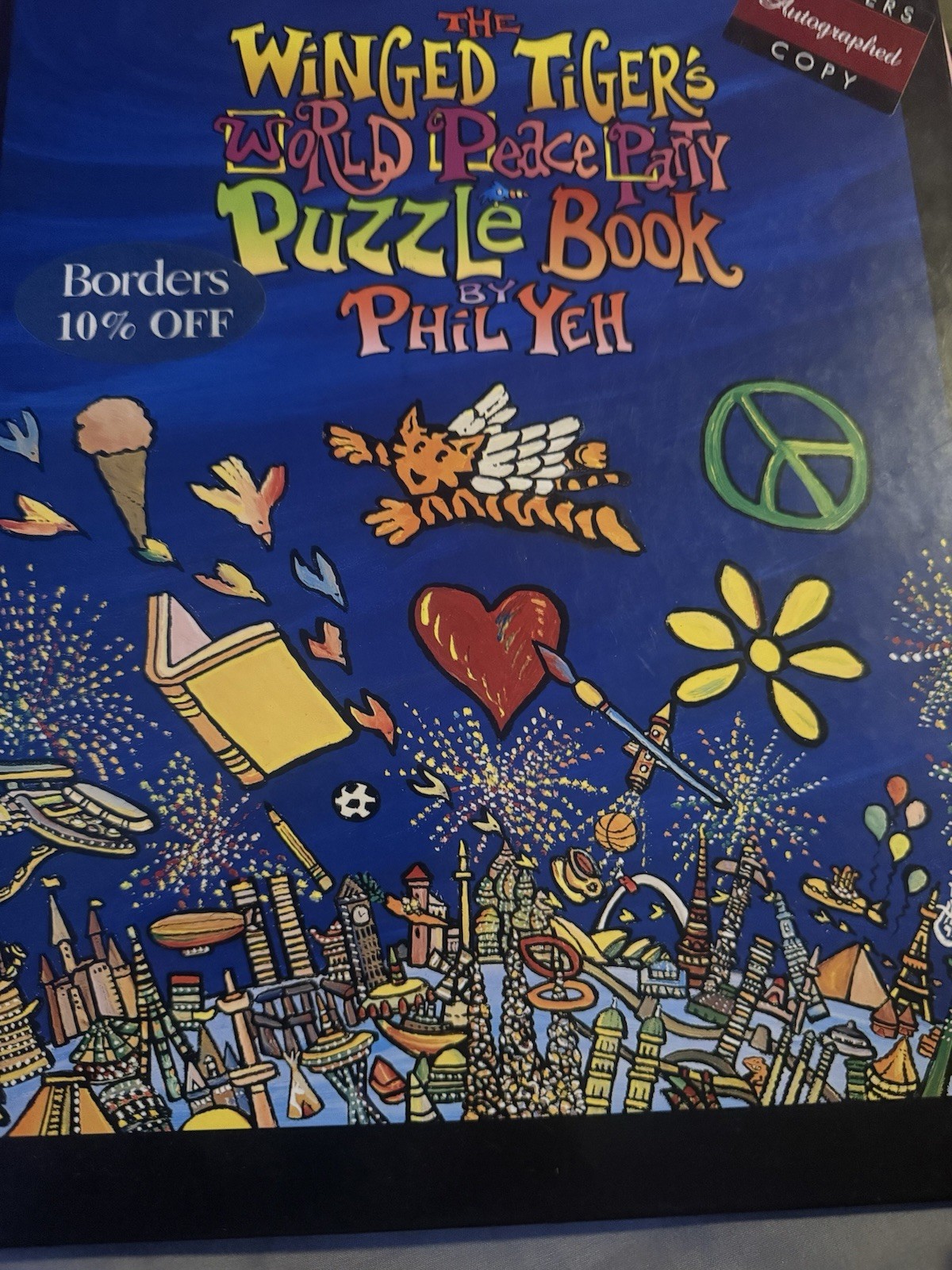 WINGED TIGER’S WORLD PEACE PARTY PUZZLE BOOK By Phil Yeh HB VG