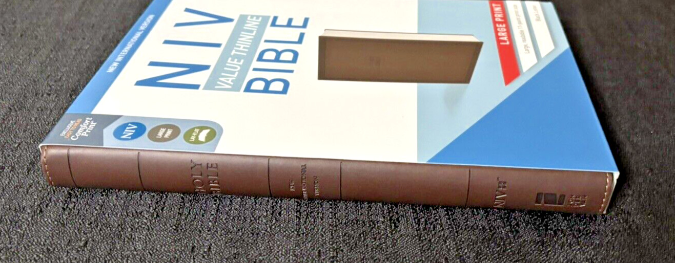 NEW Zondervan Value Thinline NIV Bible w/Brown Imitation Leather and Large Print