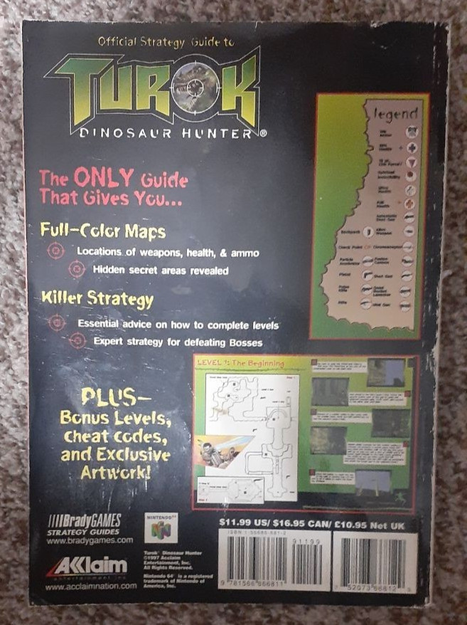 Turok Dinosaur Hunter Official Strategy Guide by David Cassady Brady Games 1997