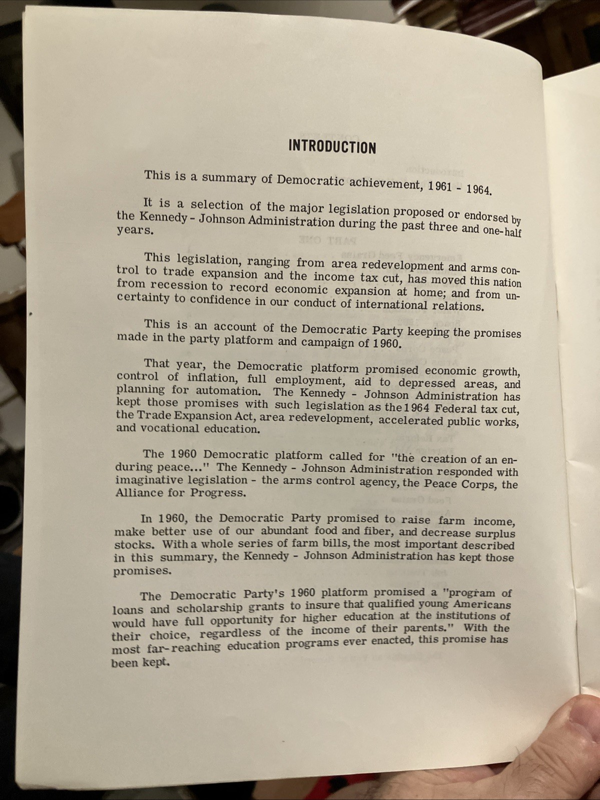Progress 1961-1964 Democratic Legislative Achievement