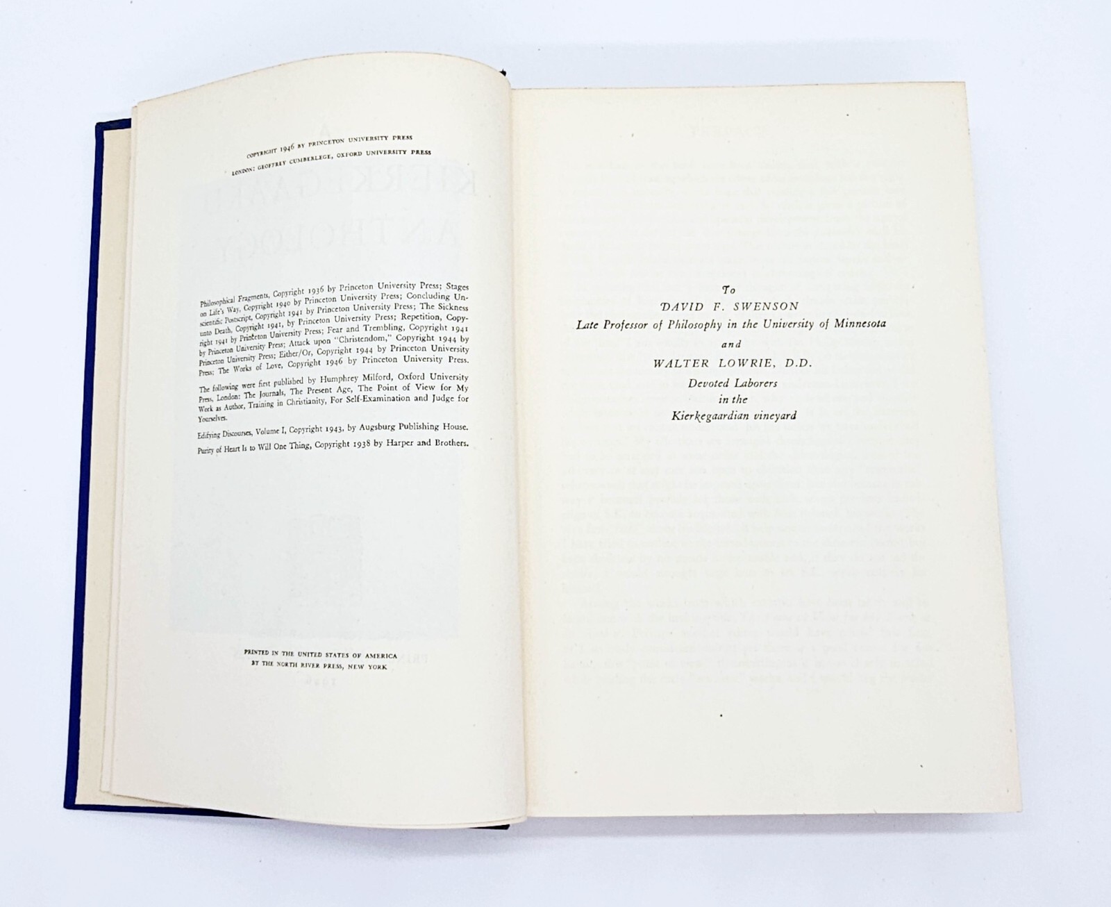 A Kierkegaard Anthology, Bretall (Ed) 1946 1st Edition, HC Dust Jacket 487 pp