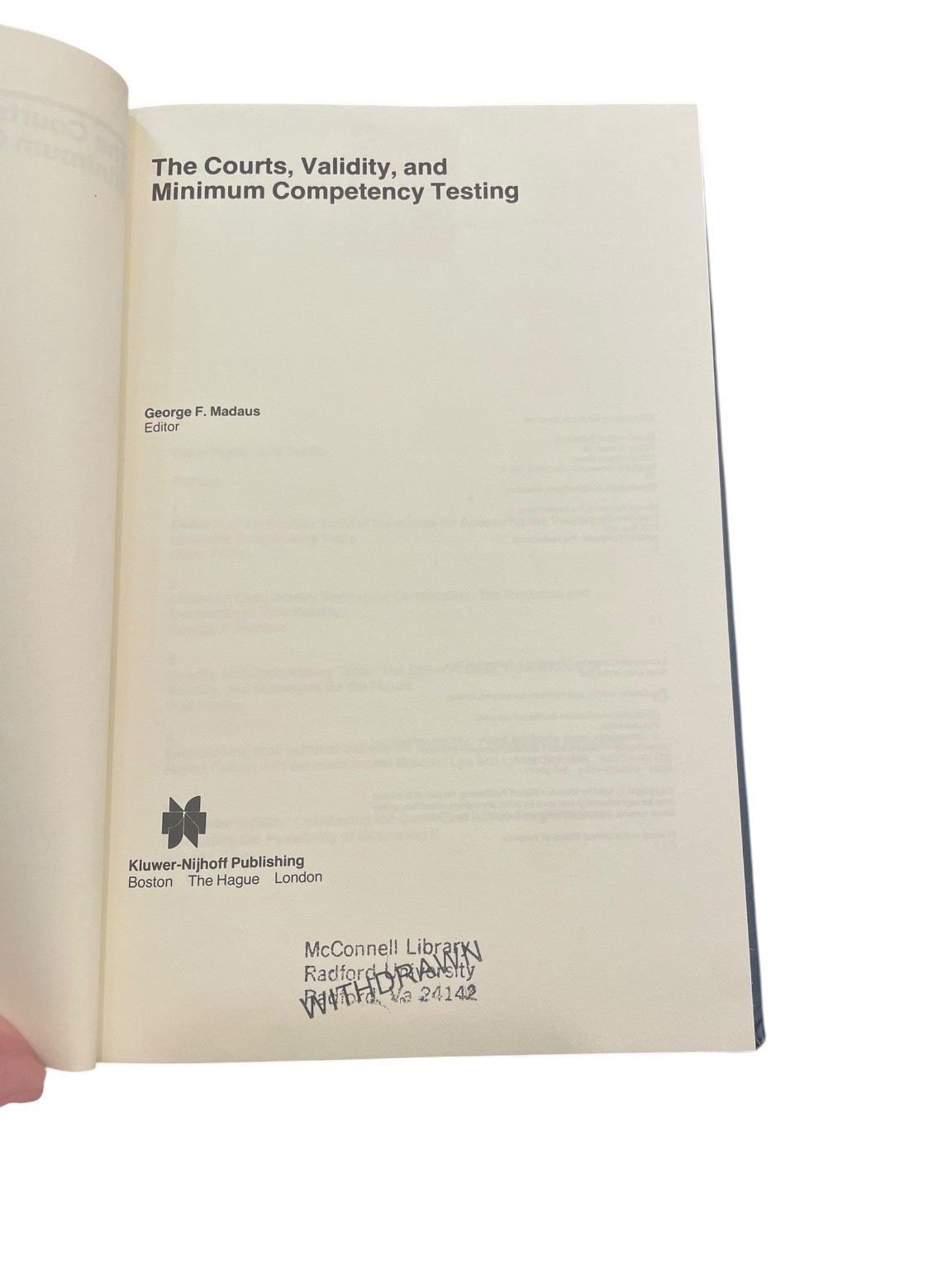 The Courts, Validity, & Minimum Competency Testing Madaus 1983 Hardcover