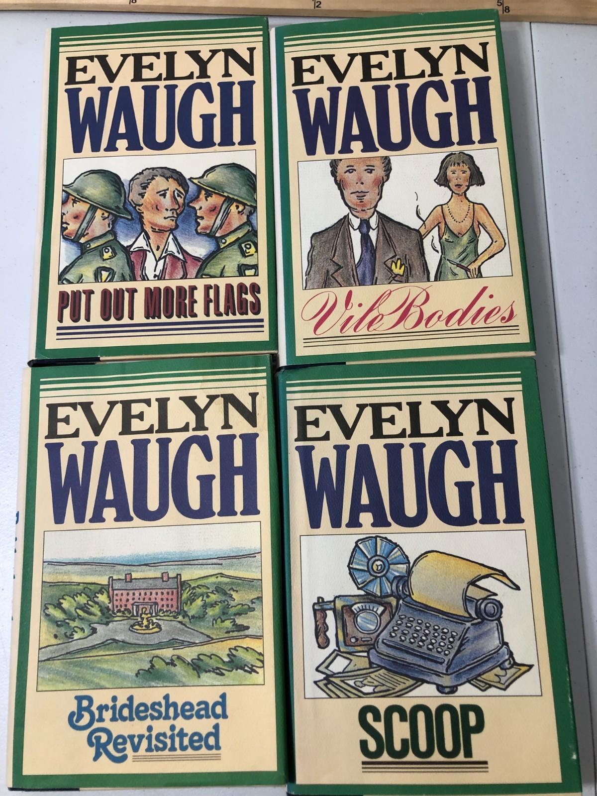Lot 4 Evelyn Waugh Books VTG 1979 HC/DJ Scoop Brideshead Vile Bodies More Flags