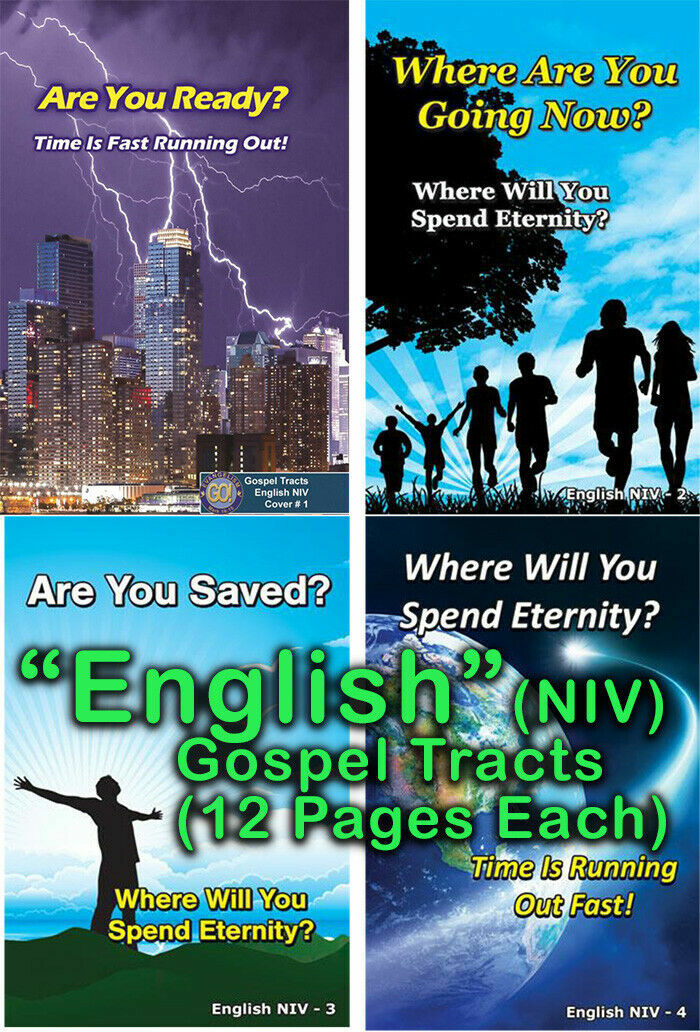 “ENGLISH” Gospel Tracts(NIV), PACK of 40 in 4 Covers, 12 Pages Each.