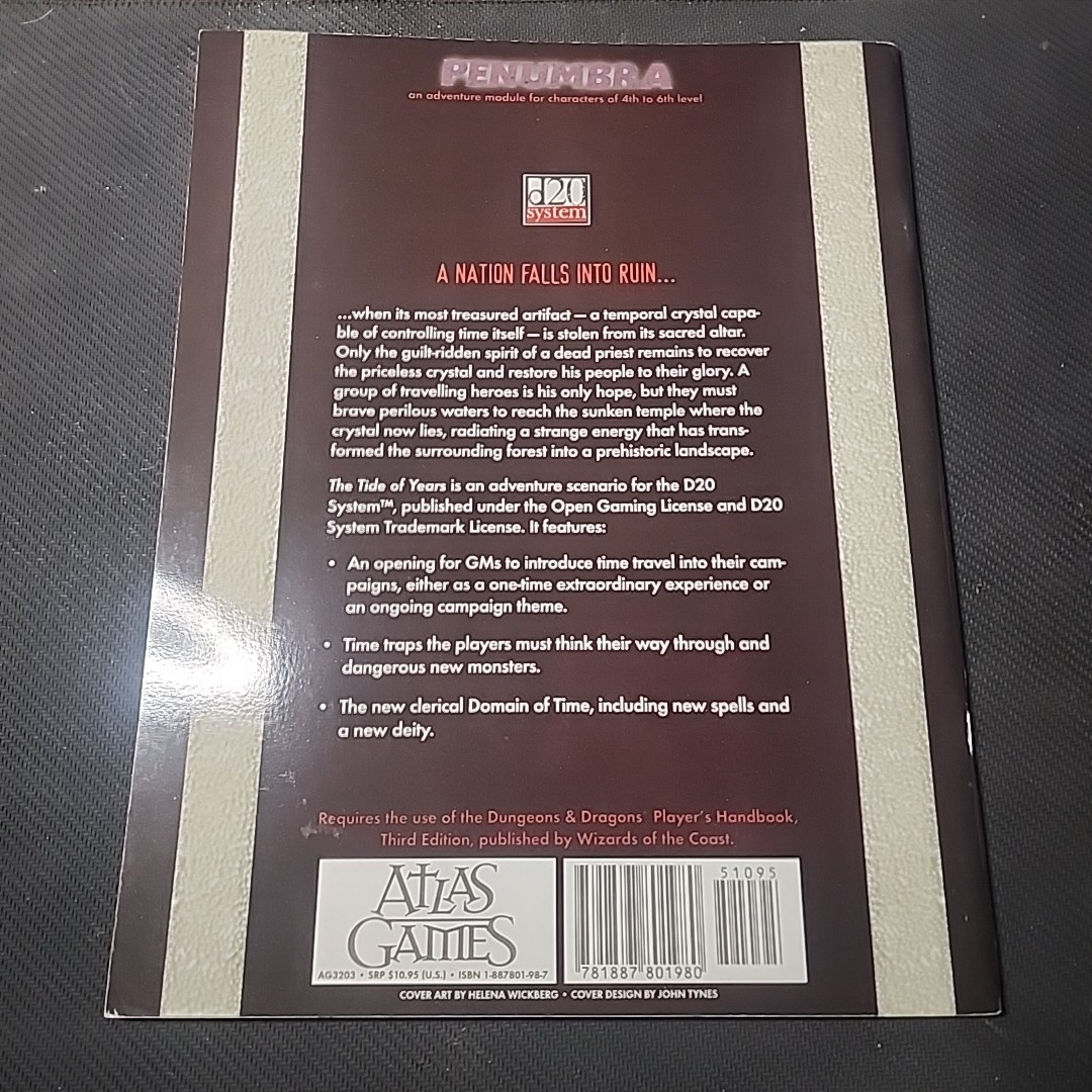 Penumbra : The Tide of Years D20 AG3203 2001 Atlas Games Used HOT SALE!