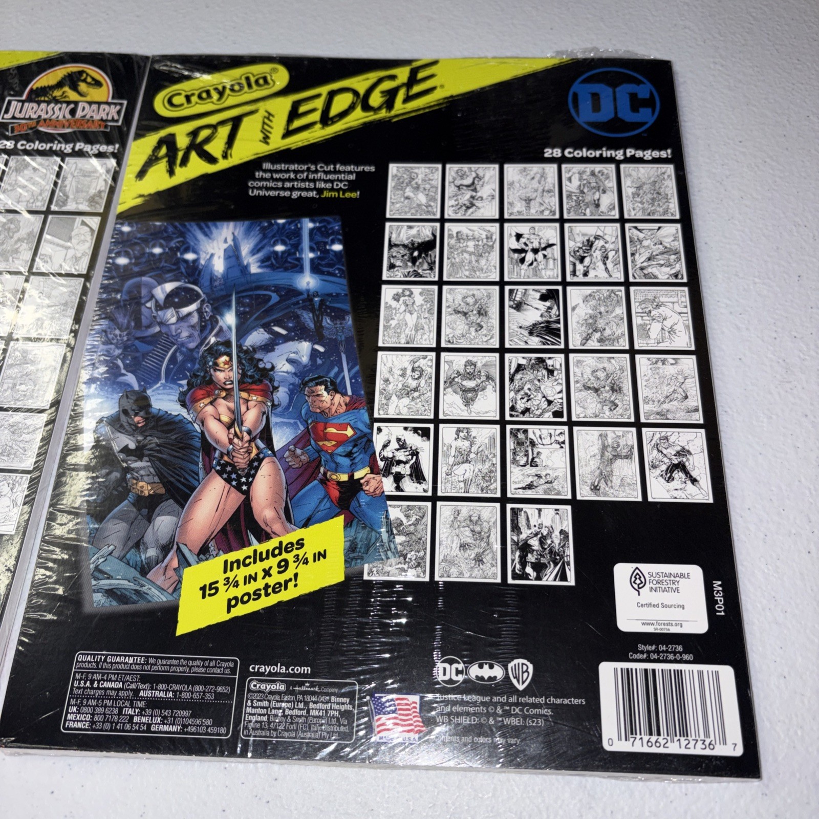 New Jurassic Park 30th Anniversary & DC Crayola Art Edge Coloring Book 28 Pages