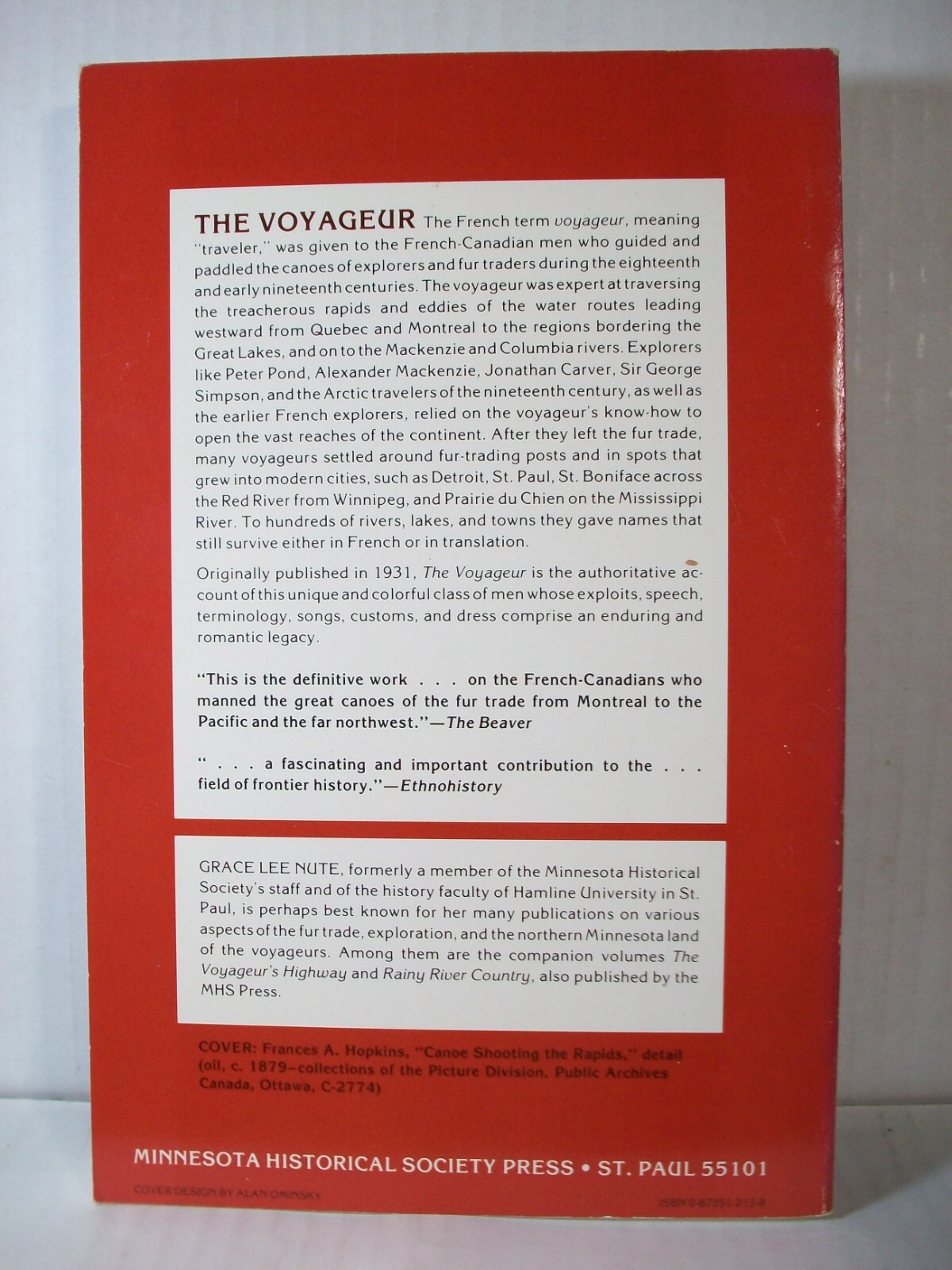 The Voyageur by Grace Lee Nute (1987) (Like New/New)