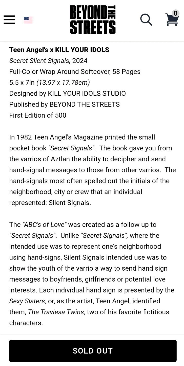 TEEN ANGELS Secret Silent Signals BEYOND THE STREETS 2024 Zine Reissue