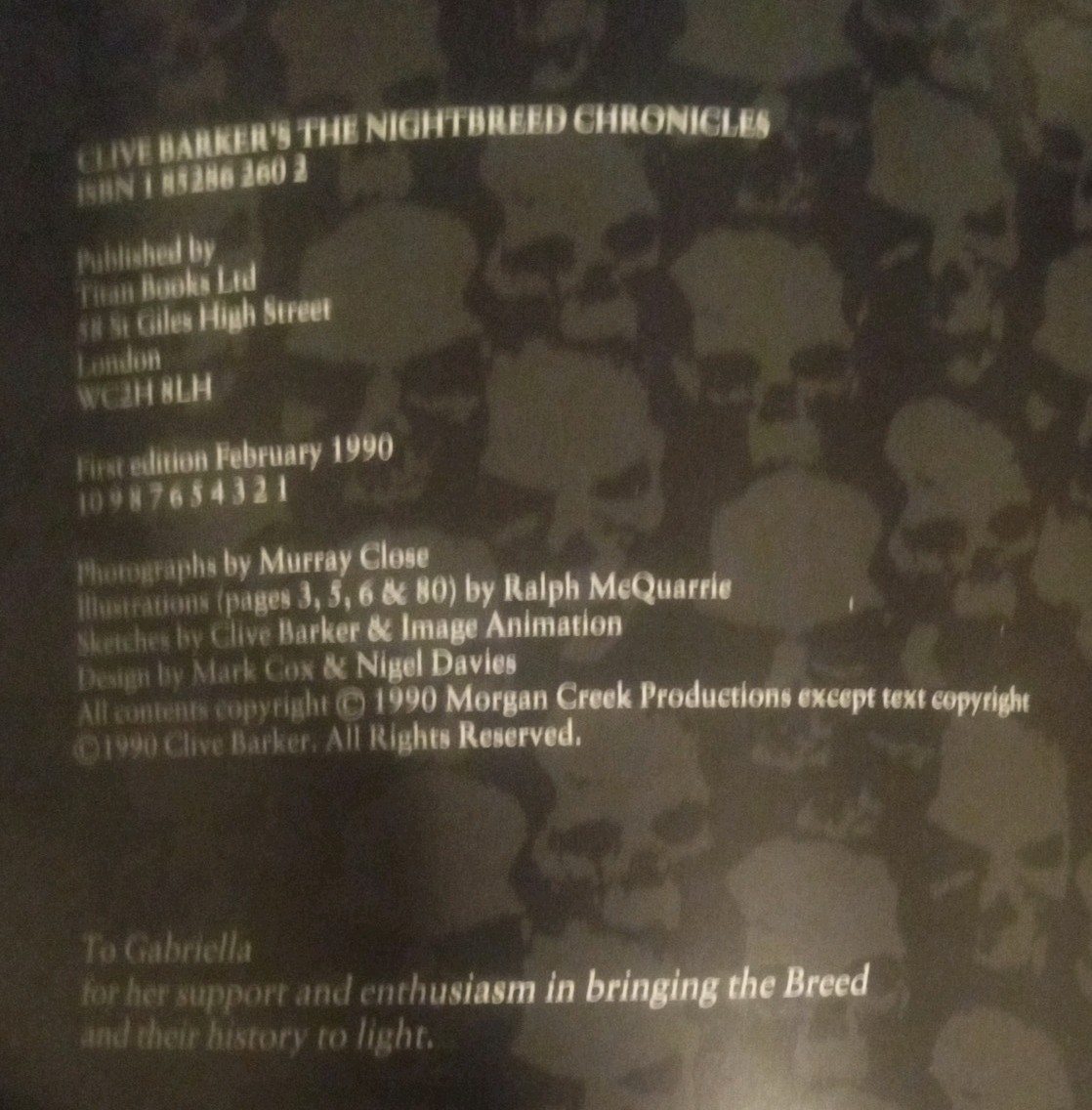 Clive Barker’s The Night Breed Chronicles First Edition 1990 Titan Books