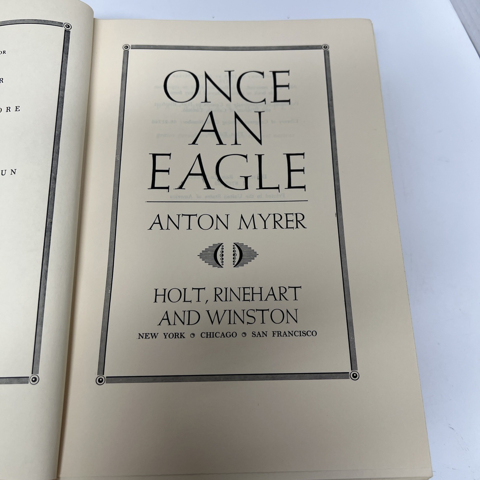 Once an Eagle By Anton Myrer 1st Edition 1968 Rare Book Of The Month Club HB/DJ
