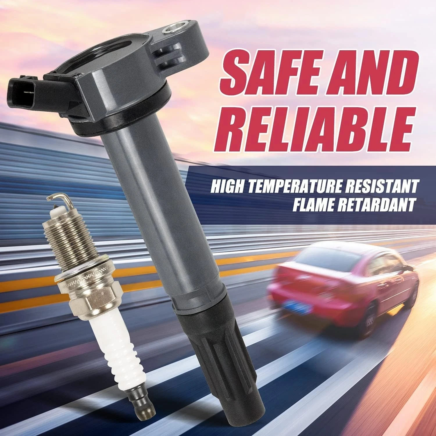 Ignition Coil Pack UF487 & Iridium Spark Plug Compatible with Toyota Sienna A…