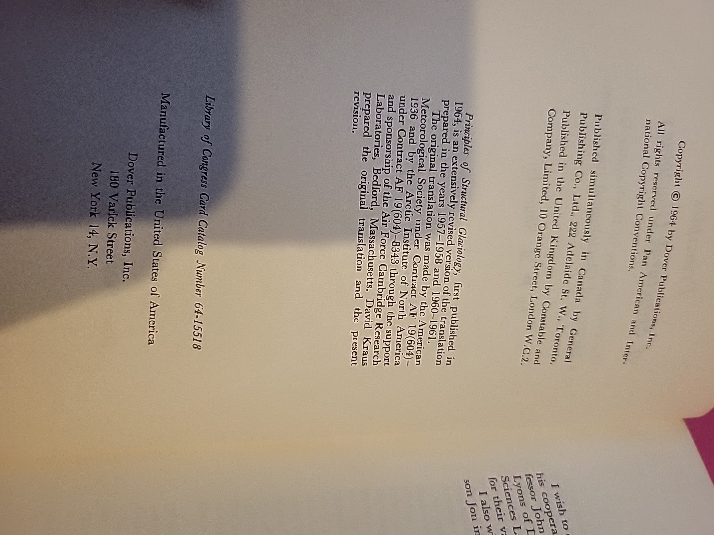 1964 Edition “Principles Of Structural Glaciology”