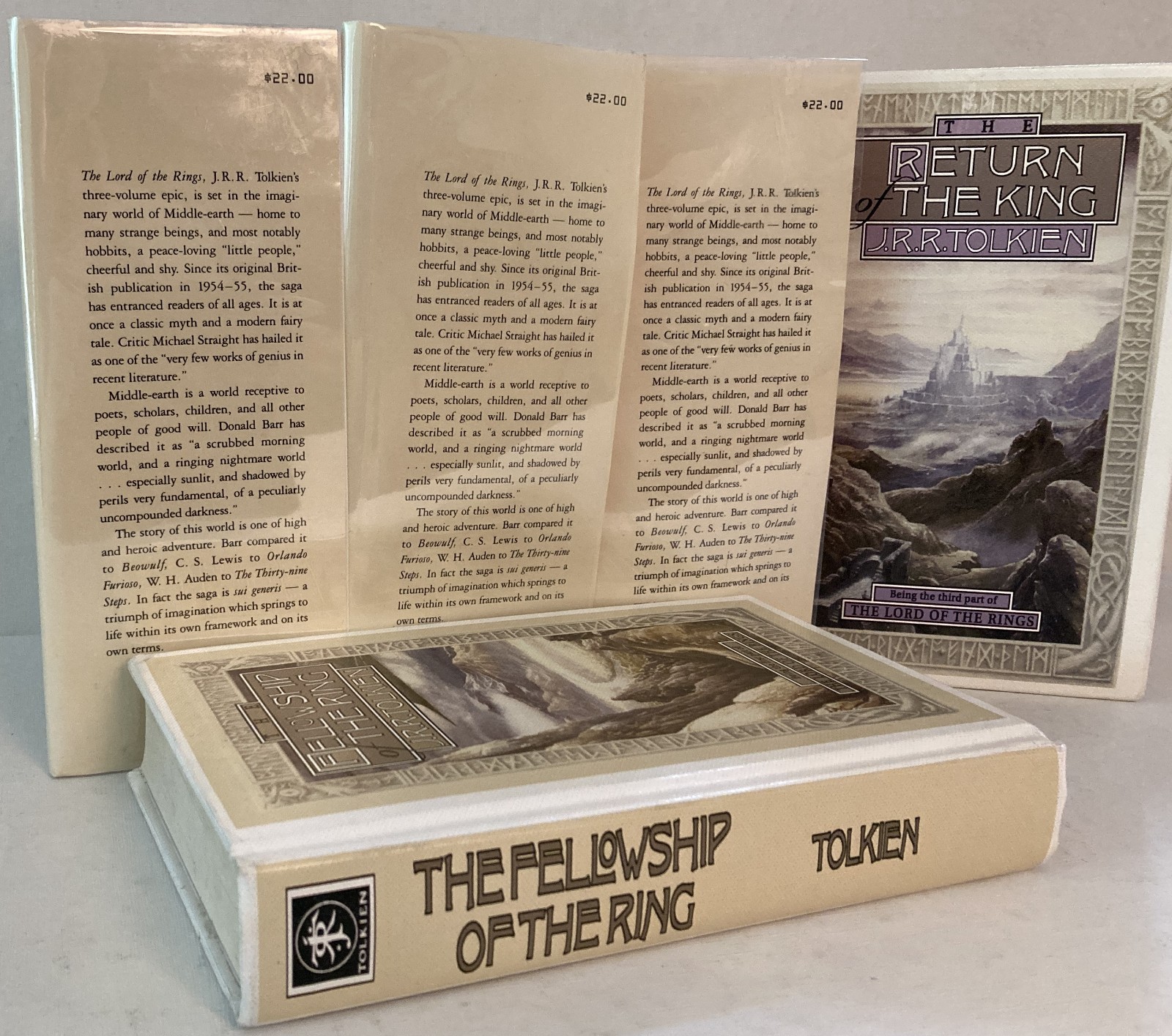 Tolkien’s LOTR 3 vol 1993 Houghton Mifflin Edition Later Prints HC/DJ EX-LIB GC