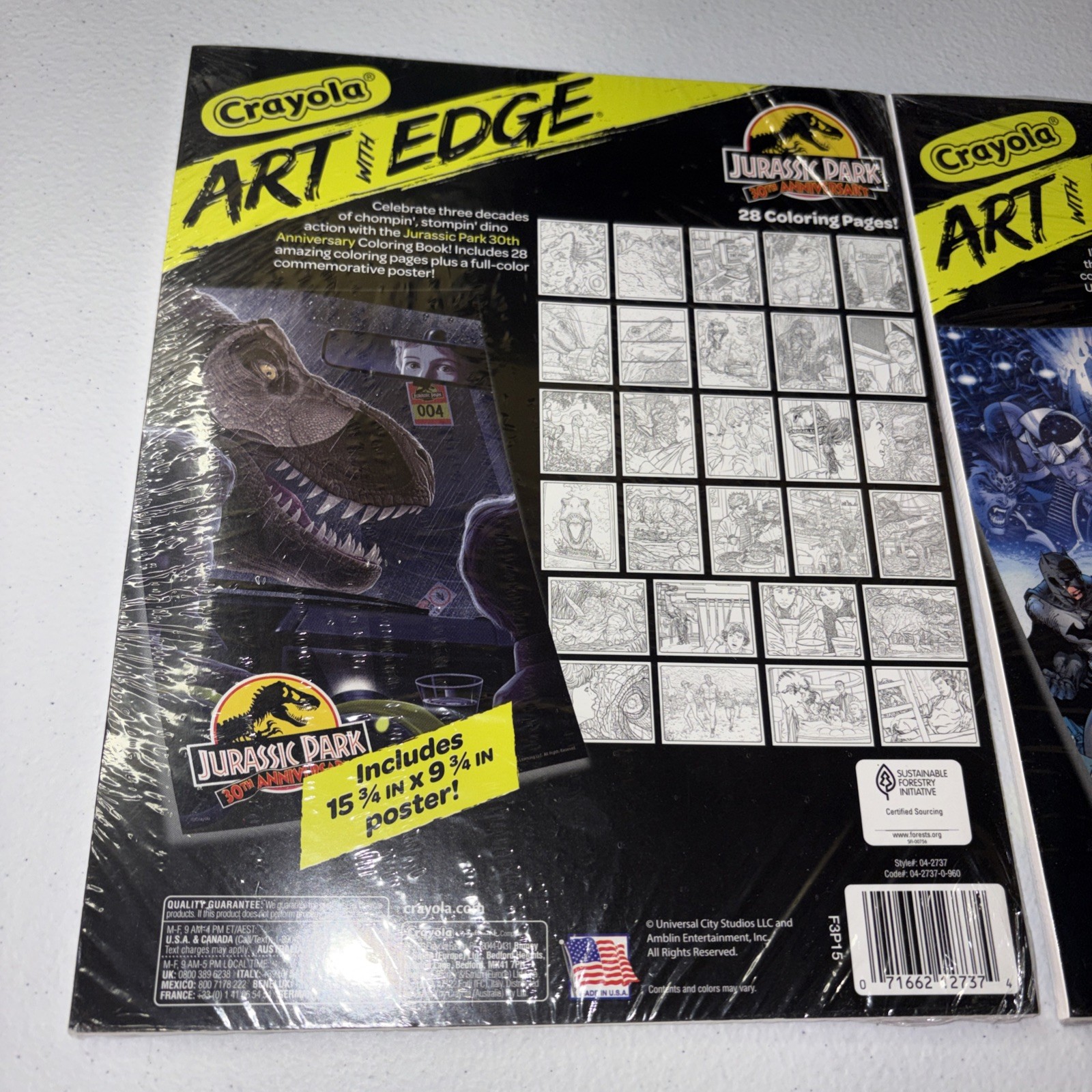 New Jurassic Park 30th Anniversary & DC Crayola Art Edge Coloring Book 28 Pages