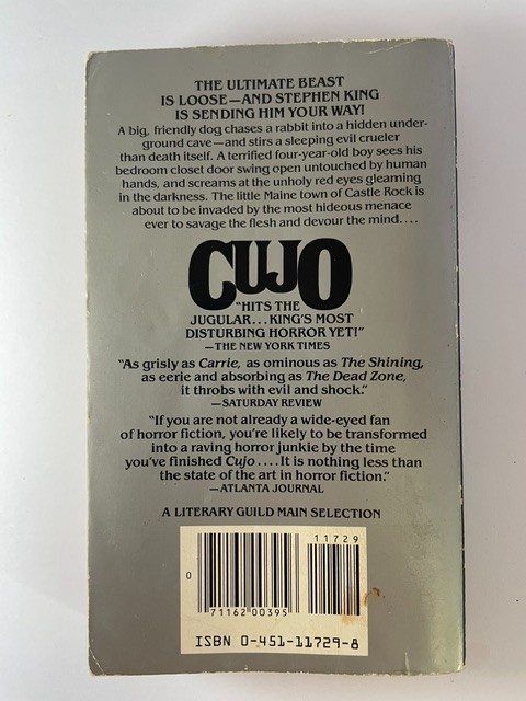 Vintage 1982 Stephen King Cujo PB 1st Signet Printing Horror Novel VG