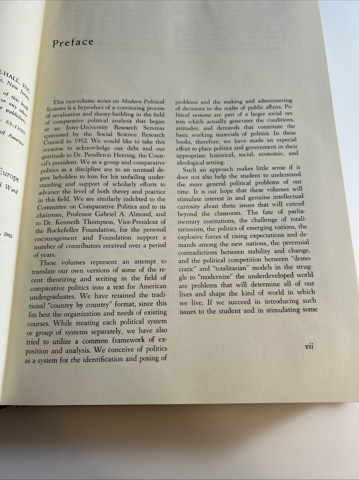 Modern Political Systems: Europe. Editors Macridis/Ward 2nd Print 1963 HC sldj