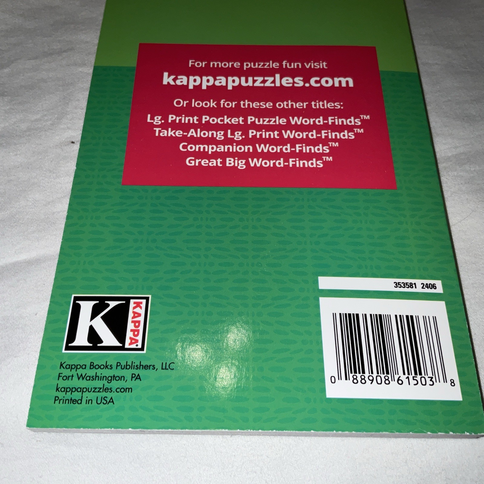 KAPPA Word-Find Pocket Puzzle Volume 252 Pages 129 W/ 58 Puzzles Large Print NEW