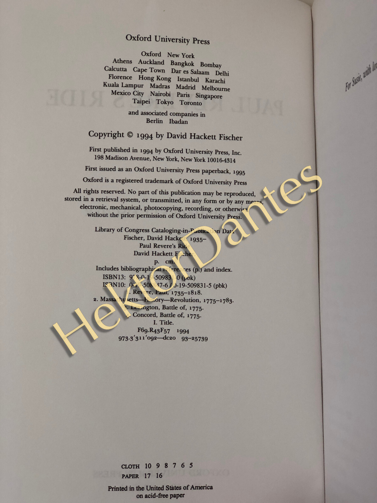 Paul Revere’s Ride by David Hackett Fischer (1994, Softcover)