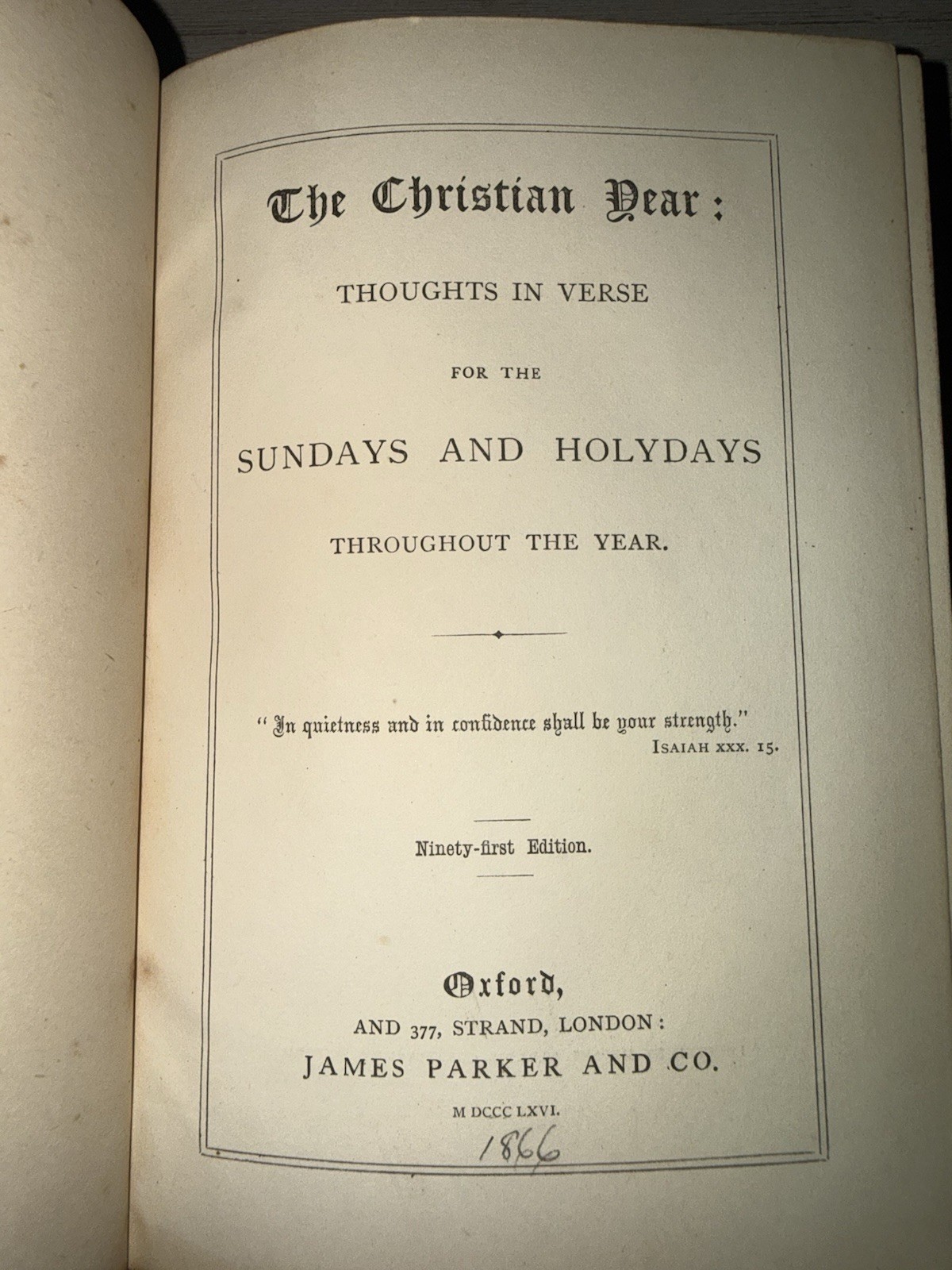 1866 The Christian Year Thoughts in Verse Fine Leather Binding Oxford Antique