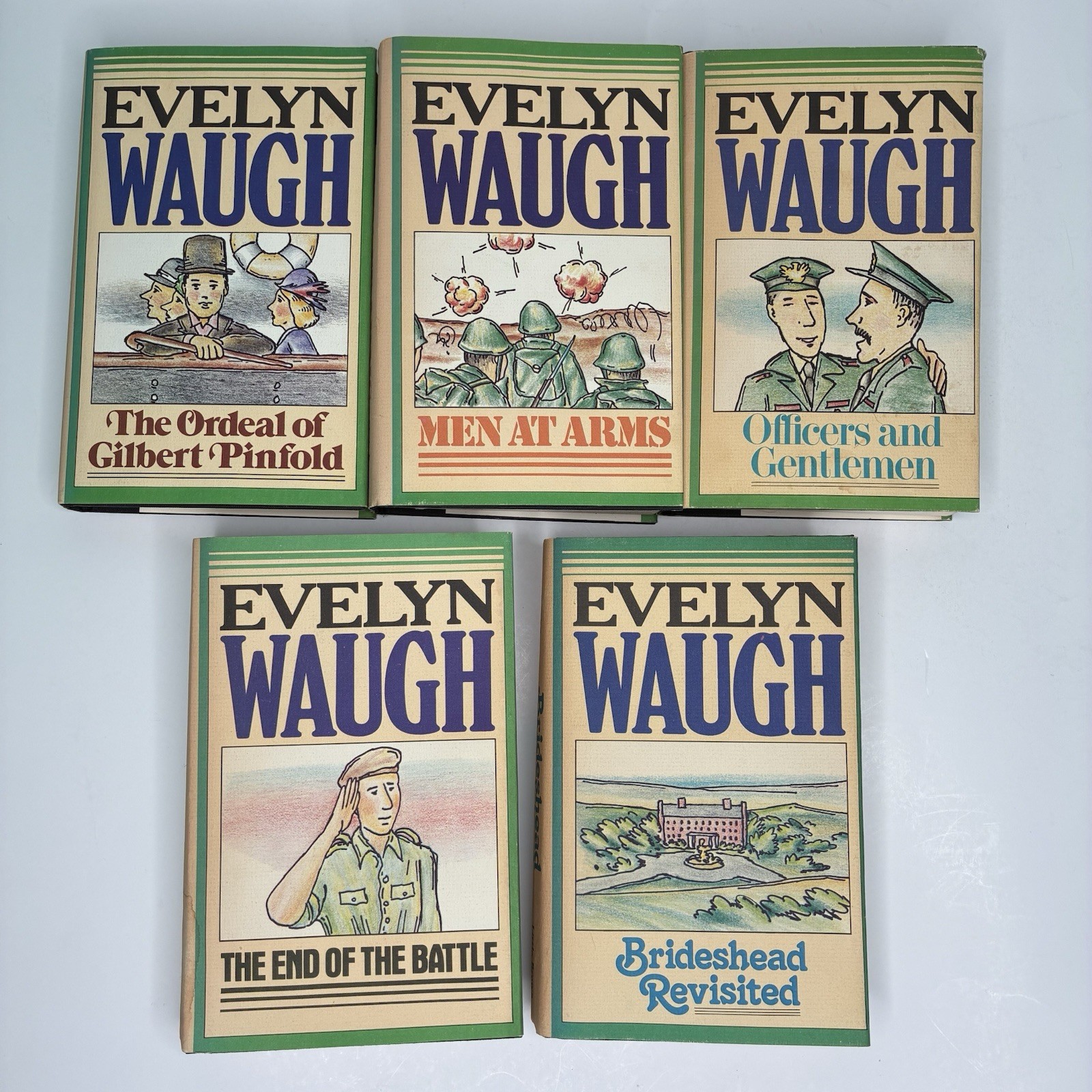 Lot Of 5 Evelyn Waugh HC/DJ Brideshead Rev End Of The Battle Men At Arms Ordeal
