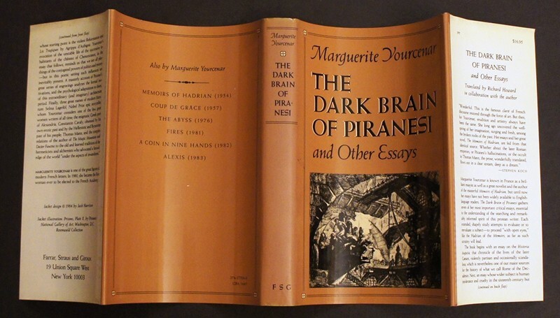 THE DARK BRAIN OF PIRANESI by Yourcenar 1ST PRINTING 1884 w/ NY Times Obituary
